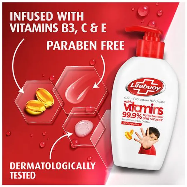 Lifebuoy Total 10+ Handwash - 99.9% Germ Protection, Active Silver 10+ Formula, 190 ml (With Free Refill Pouch 185 ml) - Image 4