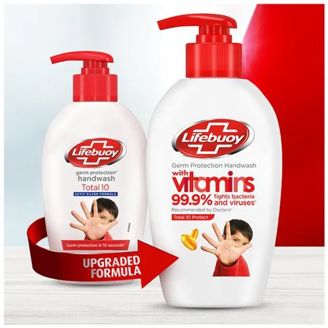 Lifebuoy Total 10+ Handwash - 99.9% Germ Protection, Active Silver 10+ Formula, 190 ml (With Free Refill Pouch 185 ml) - Image 6