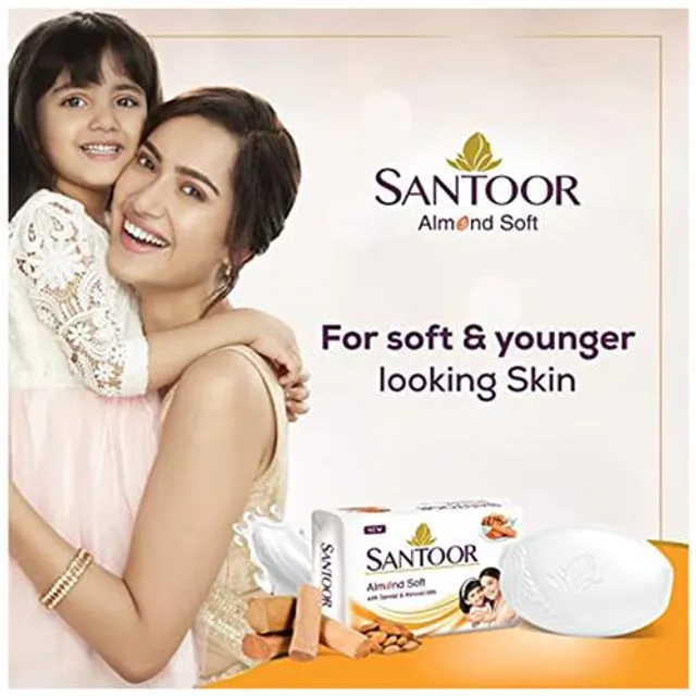 Santoor Sandal & Almond Milk Soap - For Soft & Moisturise Skin, 100 g - Image 4