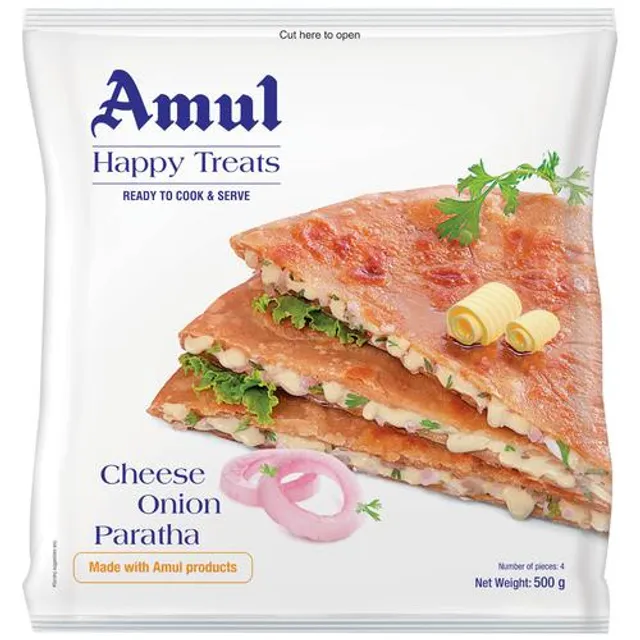 Amul Happy Treats Ready to Cook & Serve - Cheese Onion Paratha, 500 g