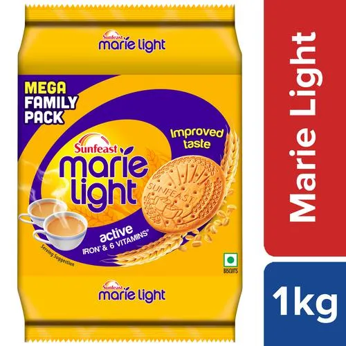 Sunfeast Marie Light Active Biscuits - With Iron 6 Vitamins Tea Time Partner 1 kg Pouch