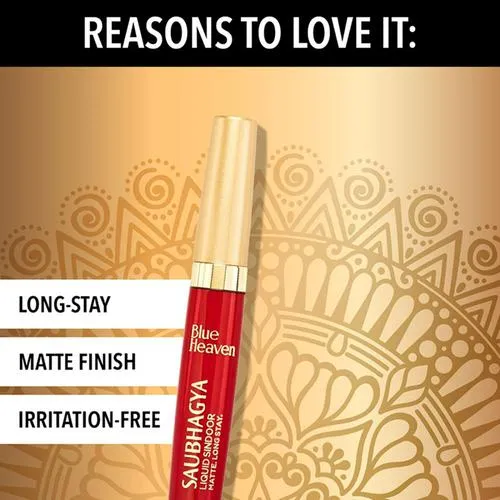 Blue Heaven Saubhagya Liquid Sindoor - Matte Finish, Long Stay, 7 ml Red - Image 4