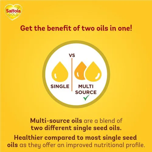 Saffola Gold Refined Cooking oil | Blended Rice Bran Sunflower oil | Helps Keeps Heart Healthy 1L Pouch - Image 6
