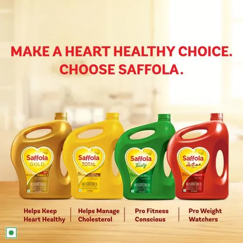 Saffola Gold Refined Cooking oil | Blended Rice Bran Sunflower oil | Helps Keeps Heart Healthy 1L Pouch - Image 8