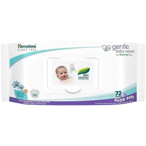 Himalaya Gentle Baby Wipes - With Aloe & Indian Lotus, 72 pcs Pouch