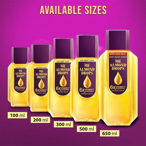 Bajaj Almond Drops Non-Sticky Hair Oil - For Healthy & Beautiful Hair With 6X Vitamin E Nourishment 45 ml - Image 8