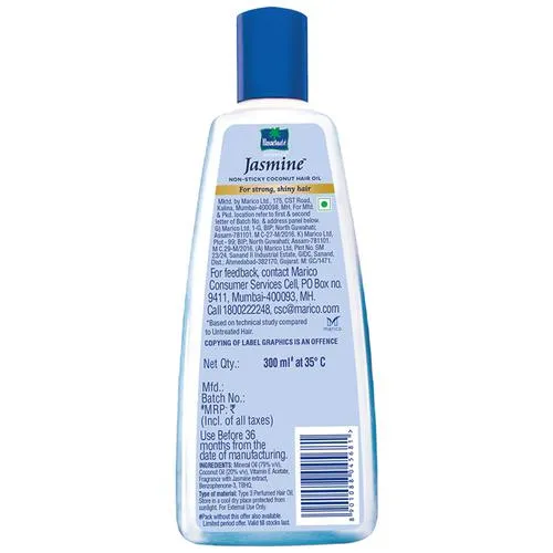 Parachute Advansed Jasmine Coconut Hair Oil With Vitamin E - Non-Sticky For Healthy Shiny Hair 300 ml - Image 3