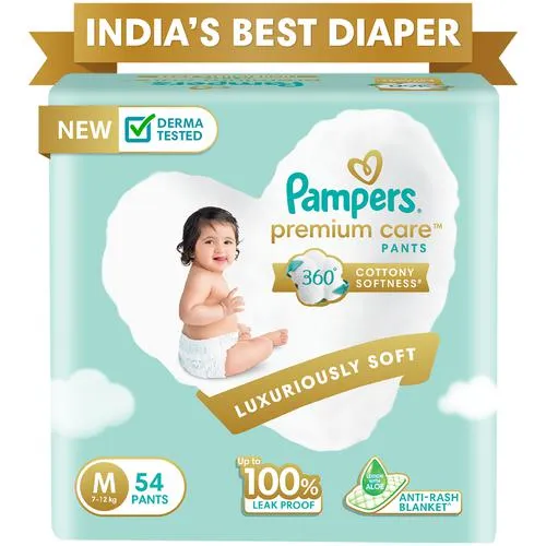 Pampers Premium Care Diaper Pants - M, 7-12 kg, Cotton-Like Softness, Lotion With Aloe Vera, 54 pcs - Image 2