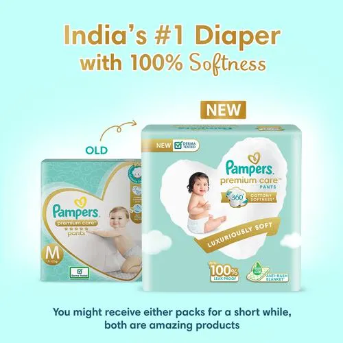 Pampers Premium Care Diaper Pants - M, 7-12 kg, Cotton-Like Softness, Lotion With Aloe Vera, 54 pcs - Image 3