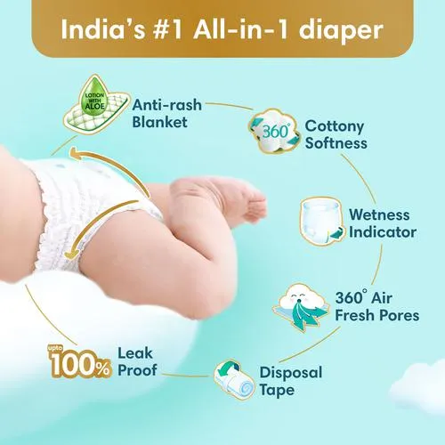 Pampers Premium Care Diaper Pants - M, 7-12 kg, Cotton-Like Softness, Lotion With Aloe Vera, 54 pcs - Image 4