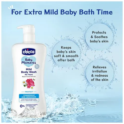 Chicco Baby Moments - Mild Body Wash Protect Chamomile Geranium For Moisturised Skin With A Soothing Touch 500 ml - Image 4
