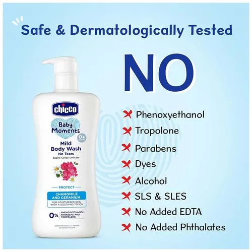 Chicco Baby Moments - Mild Body Wash Protect Chamomile Geranium For Moisturised Skin With A Soothing Touch 500 ml - Image 8