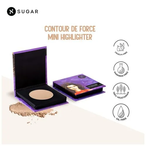 SUGAR Cosmetics Contour De Force Mini Highlighter - Champagne Gold Highly Pigmented Long Lasting 4 g 01 Champagne Champion - Image 3