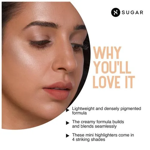 SUGAR Cosmetics Contour De Force Mini Highlighter - Champagne Gold Highly Pigmented Long Lasting 4 g 01 Champagne Champion - Image 5
