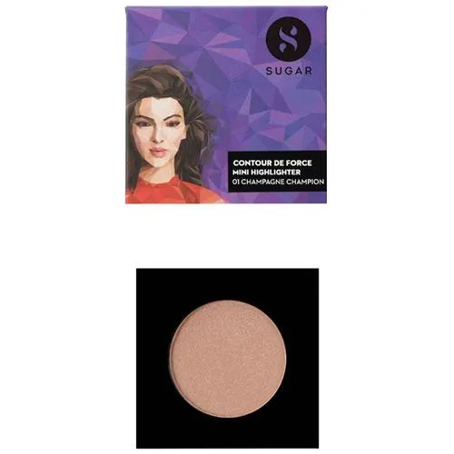 SUGAR Cosmetics Contour De Force Mini Highlighter - Champagne Gold Highly Pigmented Long Lasting 4 g 01 Champagne Champion - Image 9