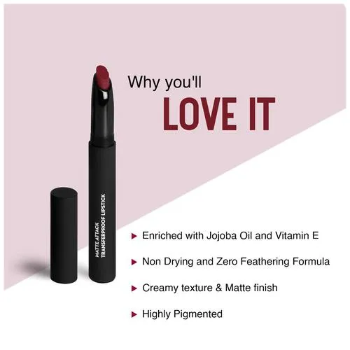 SUGAR Cosmetics Matte Attack Transferproof Lipstick - Bluish Red/Cool-toned Red, Highly Pigmented, Long Lasting, 2 g 17 Grateful Red - Image 5
