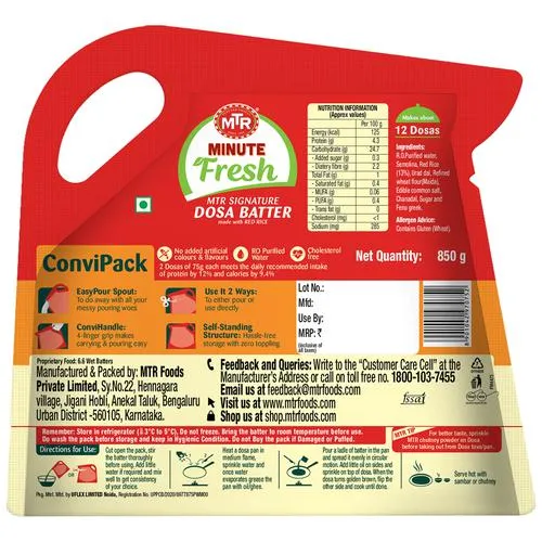 MTR FOODS Minute Fresh Signature Dosa Batter - Made From Red Rice No Added Preservatives Soda 850 g - Image 2