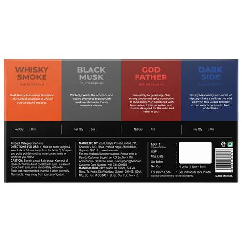 Beardo Assorted Premium Fragrances - Strong Long Lasting For Men 8 ml (Pack of 4) - Image 2