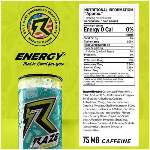 Raze Functional Energy Drink - Baja Lime 250 ml - Image 5