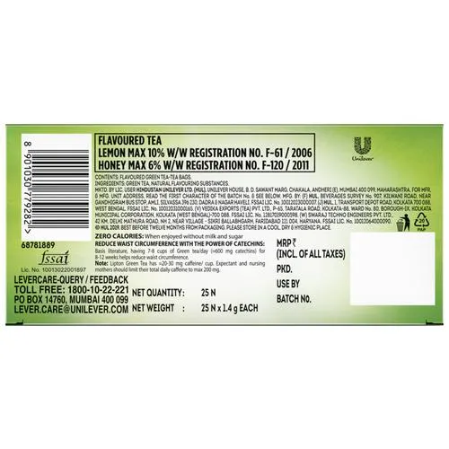Lipton Honey Lemon Green Tea Bags 35 g (25 Bags x 1.4 g each) - Image 2