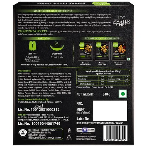 ITC Master Chef Veggie Pizza Pocket - Veg Frozen Snack Ready To Cook 340 g - Image 3