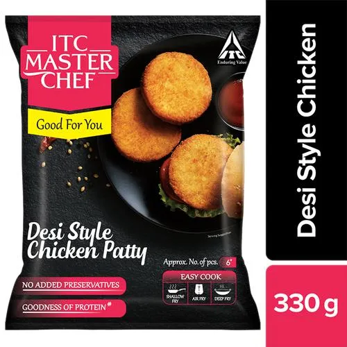 ITC Master Chef Desi Style Chicken Patty - Non-Veg Frozen Snack Ready To Cook 330 g
