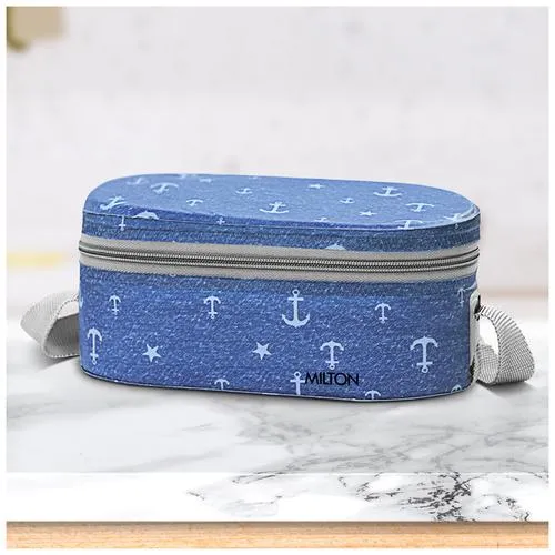 Milton Corporate Lunch Box - Stainless Steel Oval & Round Containers Leakproof Blue 3 pcs - Image 7