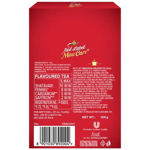 Brooke Bond Red Label Maa Care Flavoured Tea - 80% Less Caffeine For Expectant & Lactating Mothers 100 g - Image 3