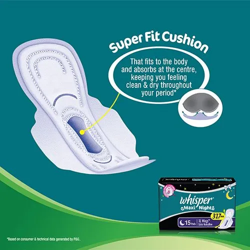 Whisper Sanitary Pads - Maxi Nights XL with Wings Extra Heavy Flow 15 Pads - Image 3