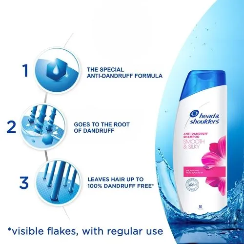 Head & shoulders Smooth & Silky Anti-Dandruff Shampoo - Smooth Hair from Root to Tip Upto 100% Dandruff Free 72 ml - Image 4