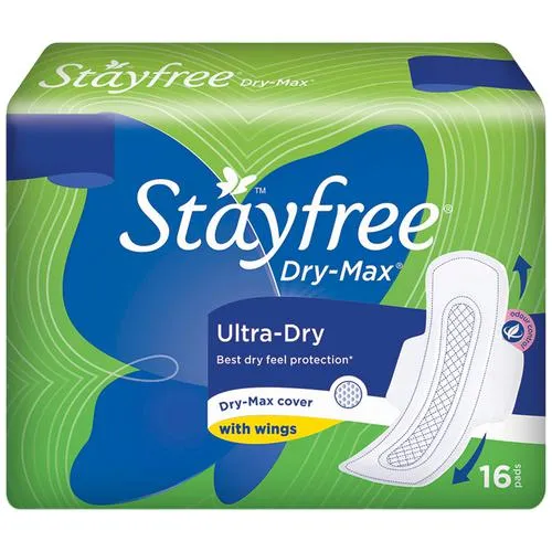 STAYFREE Sanitary Pads - Dry-Max Ultra-Dry with Wings 16 Pads