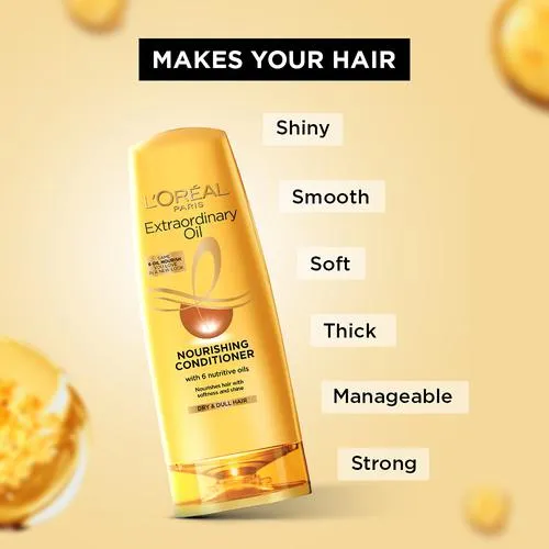 L'OREAL PARIS Extraordinary Oil Nourishing Conditioner - For Dry & Dull Hair 180 ml - Image 4