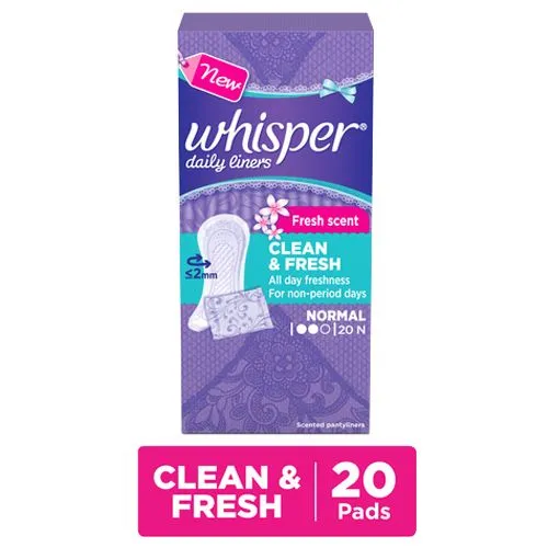 Whisper Daily Liners - Clean & Fresh 20s pack