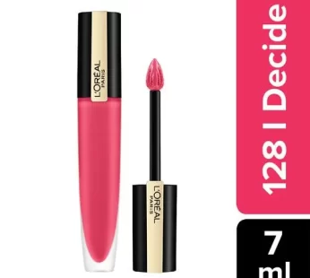 L’OREAL PARIS Rouge Signature Matte Liquid Lipstick – Soft-matte Finish Super-Lightweight Formula 7 g 128 I Decide