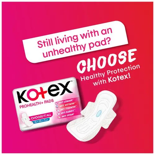 Kotex ProHealth+ Sanitary Pads - Ultra Thin No Leakage No Wetness Rash Free XL 7 pcs - Image 3