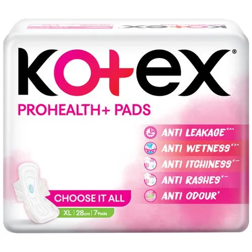 Kotex ProHealth+ Sanitary Pads - Ultra Thin No Leakage No Wetness Rash Free XL 7 pcs