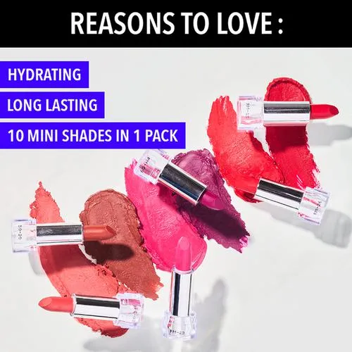 Blue Heaven Matte Love Mini Lipsticks - Assorted Shades Long Lasting, Hydrating 13 g (Pack of 10) - Image 6