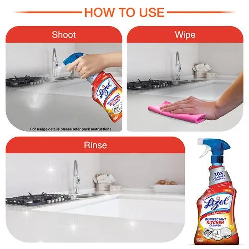 Lizol Disinfectant Kitchen Power Cleaner Liquid Spray - Orange 250 ml - Image 7