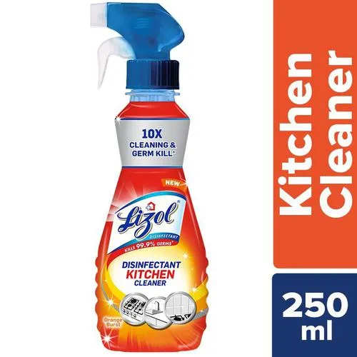 Lizol Disinfectant Kitchen Power Cleaner Liquid Spray - Orange 250 ml