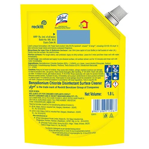Lizol All In One Disinfectant Surface Cleaner Liquid - Citrus 1.8 L - Image 3