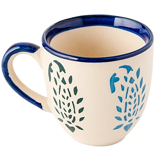 Mini Teacup Set Hand Painted Ceramic - Blue Leaf 180 ml (Set of 6) - Image 2