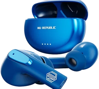 Nu Republic Epic X3 True Wireless in Ear Earbuds with X-Bass® Technology Upto 48 hrs Playtime ENC Mic Type-C Fast Charging Hall Sensor Function – Blue
