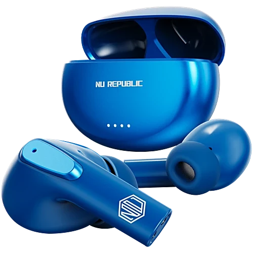 Nu Republic Epic X3 True Wireless in Ear Earbuds with X-Bass® Technology Upto 48 hrs Playtime ENC Mic Type-C Fast Charging Hall Sensor Function - Blue