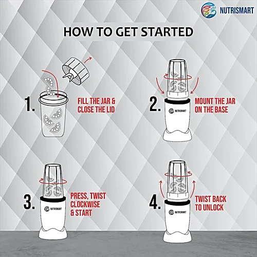 Nutrismart Nutriblend 500 Watt 2 Jars Mixer Grinder (22000 RPM Overload Protection Silver) - Image 6