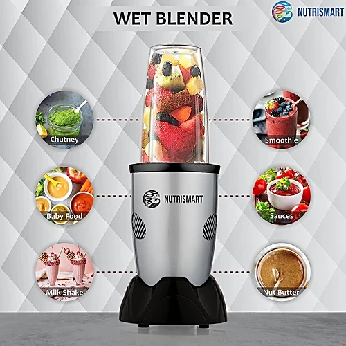 Nutrismart Nutriblend 500 Watt 2 Jars Mixer Grinder (22000 RPM Overload Protection Silver) - Image 8