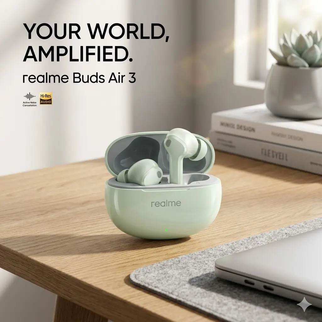 Realme Buds T110 TWS Earbuds - AI Noise Cancellation 38H Playback Country Green
