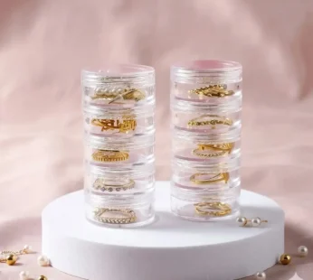5-Layer Clear Plastic Jewelry Storage Box | Stackable Small Accessory Organizer