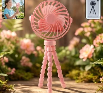 Portable Rechargeable LED Light Fan with Flexible Tripod Stand (1 Pc)