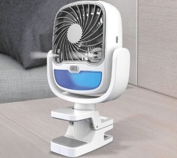 Air Portable Fan, Grip Go 3 Speed Small Fan, Great Stroller Fan, Travel or Desk Fan, Cordless Personal Evaporative Air Cooler, Universal Clamp for Indoor & Outdoor Use, 360 Degree Head Swivel, LED Color Changing Light