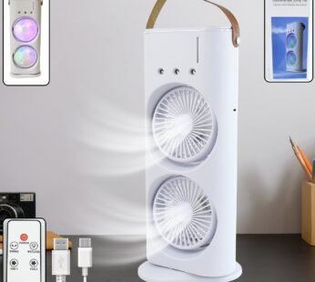 Electric Fan Desktop Double-Head Powerful Air (1 Pc / With Remote / Plug and Play)